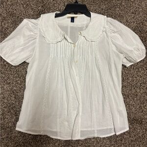 Universal Thread Puff Sleeve Oversized Collar Top Medium